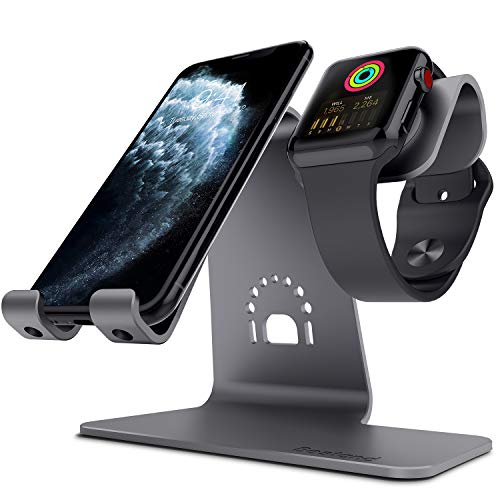 Product Cover Bestand 2 in 1 Charging Stand Holder& Phone Desktop Tablet Dock Compatible with Apple Watch/iPhoneX/XS/XS Max/XR/8/8 Plus/Samsung Galaxy S10/S9/S9+/iPad Upscale Grey