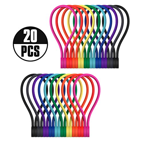 Product Cover Smart&Cool Silicone Strong Magnetic Cable Ties/Magnetic Twist Ties for Bundling and Organizing, Can Be Used in Many Ways or Just for Fun (10 Colors-20Pack)