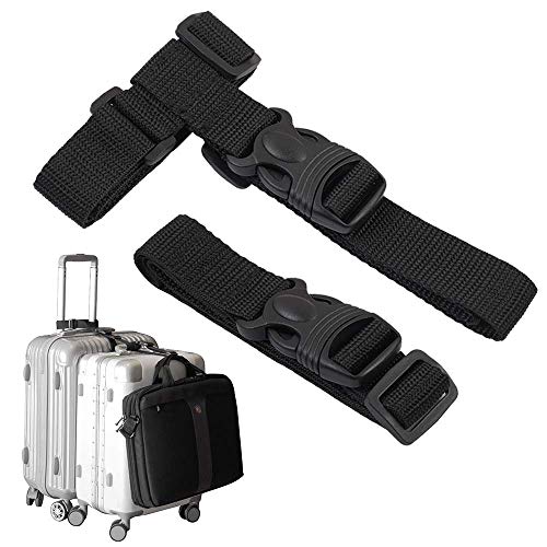 Product Cover Luggage Straps,Two Add a Bag Suitcase Strap Belt,Adjustable Travel Attachment Accessories for Connect Your Three Luggage Together - 2 pack(Black)