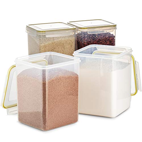 Product Cover Komax Biokips Large Food Storage Containers With Lids | [Set of 4] Dry Food Storage Containers for Sugar, Flour, Rice & Baking Supplies | (175-oz) BPA-Free Airtight Pantry Storage Containers | Clear