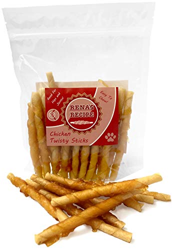 Product Cover Rena's Recipe Chicken Twisty Sticks (8 oz) Rawhide Free Chicken Wrapped Soft Chews