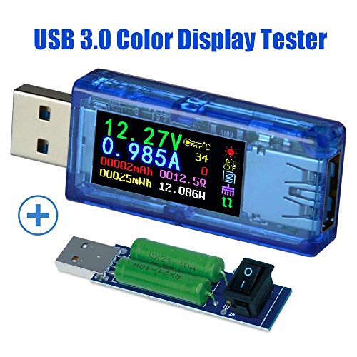 Product Cover USB 3.0 Power Meter Tester USB load Digital Multimeter Current Tester Voltage Detector DC 30.00V 4.000A Test Speed of Charger Cables QC 2.0/3.0 AP 2.4A (AT34+Load(FREE delivery))