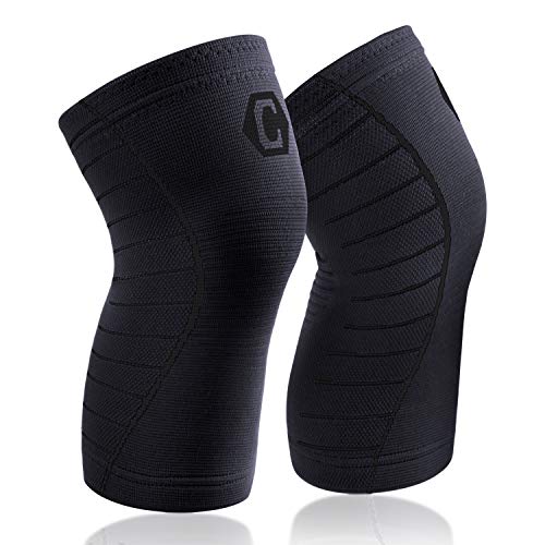 Product Cover CAMBIVO 2 Pack Knee Brace, Knee Compression Sleeve Support for Running, Arthritis, ACL, Meniscus Tear, Sports, Joint Pain Relief and Injury Recovery (Large, Ns40 Black)