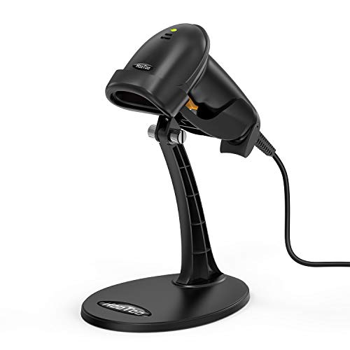 Product Cover HooToo Barcode Scanner USB Barcode Scanner for Computer, Wired Barcode Scanner with Stand, Fast and Precise Auto Scan Support Windows/Mac Os/Android System, Work with Excel and Other Common Software