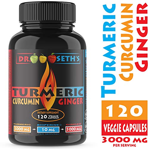Product Cover Organic Turmeric Curcumin w/Ginger & Bioperine 3000mg ~ Highest Potency Available. Joint Pain Relief - Anti-Inflammatory, Antioxidant, Joint Support w/ 95% Standardized Curcuminoids Non GMO USA