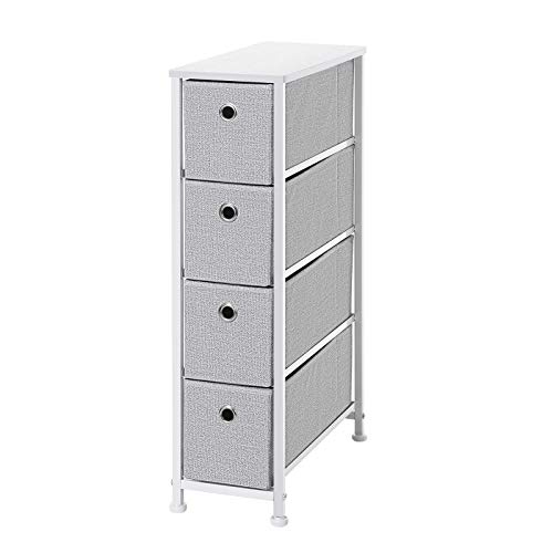 Product Cover SONGMICS Narrow Dresser, Vertical Storage Unit with 4 Fabric Drawers, Metal Frame, Slim Storage Tower, 7.9