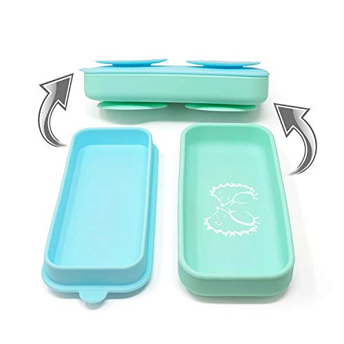 Product Cover Suction Go Bowl - The World's Most Compact Toddler Suction Dish. 100% Food Grade Silicone. Transforms into Food Container. (Mint)