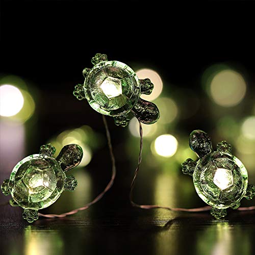 Product Cover WSgift Turtle Decorative String Lights 13 Ft 40 LED Weatherproof Battery Operated 8 Modes Turtle Fairy Lights for Holiday Weddings Bedrooms Party Decorations with Remote and Timer (Warm White)