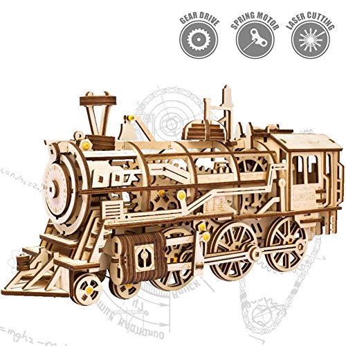 Product Cover ROKR 3D Wooden Puzzle Brainteaser Gifts for Teens and Adults Locomotive Mechanical Construction Kit