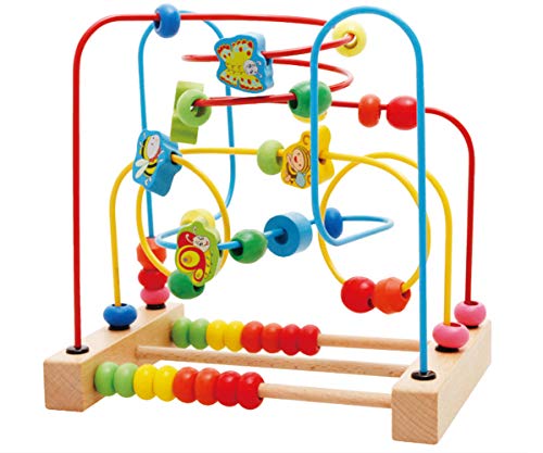 Product Cover Kunmark Wooden Fruits Insect Bead Maze Roller Coaster Activity Cube Educational Abacus Beads Circle Toys Training Child Attention Count and Grasping Ability (Insect Bead)