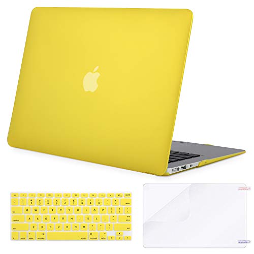 Product Cover MOSISO Plastic Hard Shell Case & Keyboard Cover & Screen Protector Only Compatible with MacBook Air 13 inch (Models: A1369 & A1466, Older Version 2010-2017 Release), Yellow