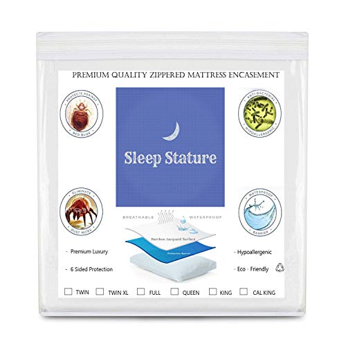 Product Cover Sleep Stature Mattress Protector, Dust Cover, Mattress Encasement, Waterproof, Zippered, Hypoallergenic, Anti Allergy, Mite & Bed Bug Proof, Premium Luxury, Cooling (Twin XL 39
