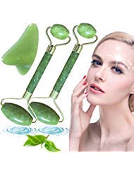 Product Cover 3 Pack - 3 in 1 Jade Rolling Kit - 2x Natural Jade Roller with Gua Sha Scraping Tool Anti Aging and Lymph Drainage for Face, Eye, Neck, Body For Lymphatic Massage, Wrinkles, Puffiness, and Fine Line