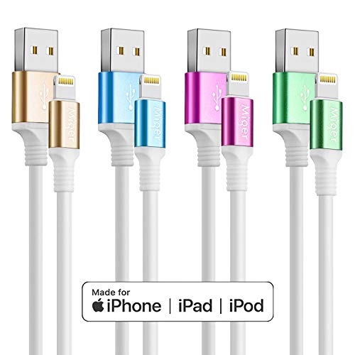 Product Cover Miger 4 Color Fast Charging Cable,4Pack 1.8m Lightning to USB A Cable & Sync Charger Data Cable Compatible with iPhone