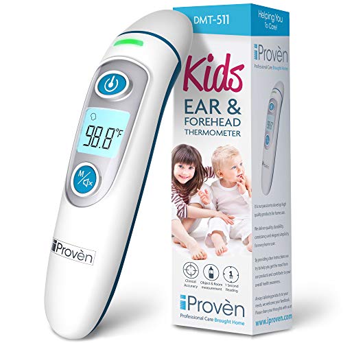 Product Cover iProven Forehead Thermometer for Kids - Revolutionized 2019 Infrared Technology - Clinical Accuracy - Instant Read Thermometer for Kids with Ear Mode - DMT-511