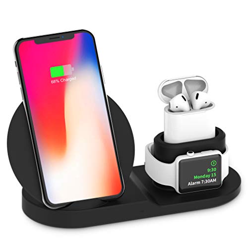 Product Cover Wireless Charger, Compatible iph one Charger, 3-in-1 Replacement Charging Station for iph one Xs/X Max/XR/X/8/8Plus/Watch (A)
