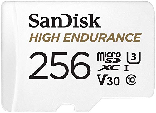 Product Cover SanDisk 256GB High Endurance Video microSDXC Card with Adapter for Dash Cam and Home Monitoring systems - C10, U3, V30, 4K UHD, Micro SD Card - SDSQQNR-256G-GN6IA