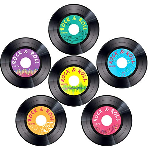 Product Cover Record Cutouts 1950's Rock and Roll Music Party Two Sided Decoration 30pcs 7 Inches