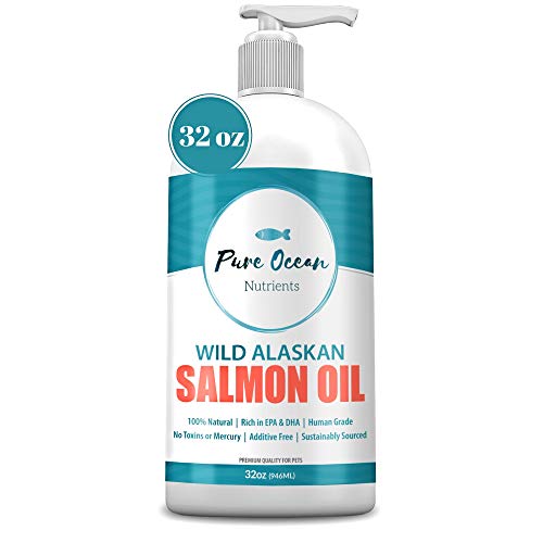Product Cover Wild Alaskan Salmon Oil for Dogs 32 Ounce; Natural Liquid Supplement with Omega 3's to Support Joint, Heart, and Immune Health Essential Fatty Acids Promote a Shiny Coat and Healthy Skin