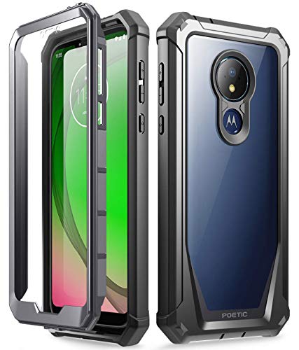 Product Cover Moto G7 Power Case, Moto G7 Supra Case, Moto G7 Optimo Maxx Case, Poetic Full-Body Rugged Clear Hybrid Bumper Case, Built-in-Screen Protector, Shock Proof, DO NOT FIT Moto G7 Or Moto G7 Play, Black