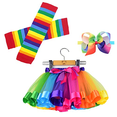 Product Cover BGFKS Tulle Rainbow Tutu Skirt for Newborn Baby Girls Photography Outfit Sets Baby Girls 1st Birthday (Rainbow-2, S,0-24 Months)