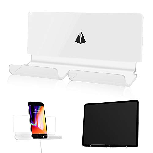 Product Cover TXEsign Adhesive Wall Phone Tablet Holder Mount Stand for Tablet Smartphones eReader Wall Holder Mount (Transparent and White)