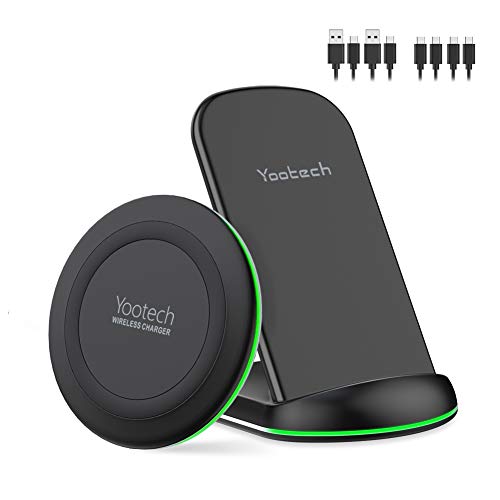 Product Cover Yootech Wireless Charger, [2 Pack] Qi-Certified 10W Max Wireless Charging Pad Stand Bundle,Compatible with iPhone 11/11Pro/11Pro Max/XS Max/XR/XS,Galaxy Note 10/S10/S9,AirPods Pro(No AC Adapter)