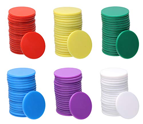 Product Cover Shapenty 6 Colors Small Plastic Learning Counters Disks Bingo Chip Counting Discs Markers for Math Practice and Poker Chips Game Tokens with Storage Box,120PCS (25mm / 1Inch)