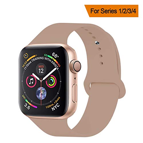 Product Cover YC YANCH Compatible with for Apple Watch Band 38mm 40mm, Soft Silicone Sport Band Replacement Wrist Strap Compatible with for iWatch Series 5/4/3/2/1, Nike+, Sport, Edition, S/M, Size, Walnut