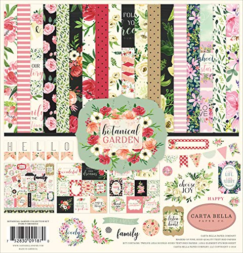Product Cover Carta Bella Paper Company CBBO98016 Botanical Garden Collection Kit Paper, Pink, Green, Black, red, Cream