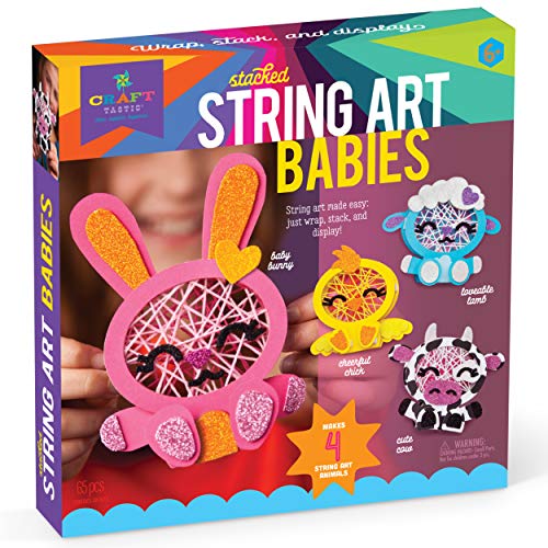 Product Cover Craft-tastic - Stacked String Art Babies - Craft Kit Makes a Baby Bunny, Loveable Lamb, Cute Cow, and Cheerful Chick