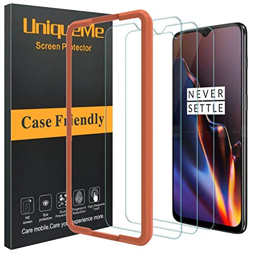 Product Cover [3 Pack] UniqueMe Compatible with Oneplus 6T Screen Protector,HD Clear Tempered Glass Anti-Scratch with Lifetime Replacement Warranty