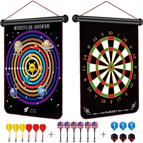Product Cover Rabosky Kids Magnetic Dart Board- Toys for Age 5 6 7 8 9 10 Year Old Boys with Gift Package- Interstellar Adventure New Gameplay - 12pcs Safety Magnetic Darts & 6 Extra Dart Flights
