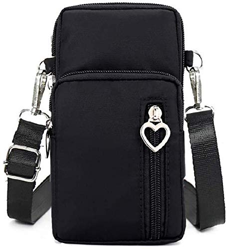 Product Cover Horscrite Phone Bag Purse Wallet Crossbody Bag Lightweight Roomy Pockets Smartphone Sports Armband Bag For Men and Women, Black, 7 Inch