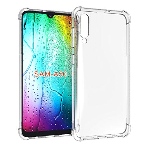 Product Cover Samsung Galaxy A50 Case, PUSHIMEI Soft TPU Crystal Transparent Slim Anti Slip Full-Body Protective Phone Case Cover for Samsung Galaxy A50(Clear Anti-Shock TPU)