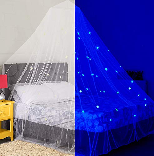 Product Cover Stars Glow in the Dark Kids Bed Canopy Baby Crib Play Tent Fairy Light Stars Large Mosquito Net