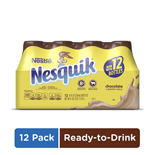 Product Cover NESQUIK Chocolate Low Fat Milk | Protein Drink | 12 Bottles of Ready to Drink Chocolate Milk
