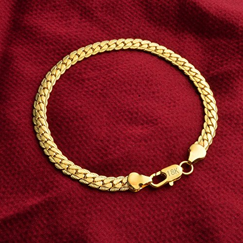 Product Cover SOSUO Cuban Link Chain Bracelet, 18k Gold Plated Italian 5mm Curb Bangle for Men Women
