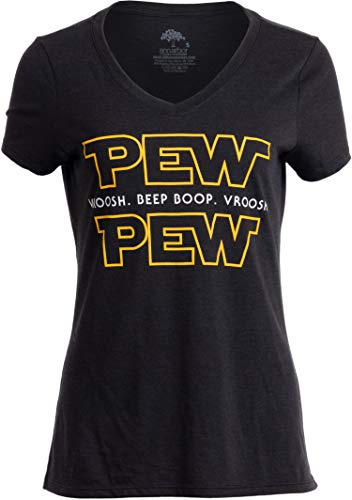 Product Cover Pew Pew Wars | Funny Sci-fi Space Star Noises for Geek Girl Women T-Shirt Top