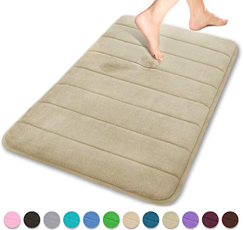 Product Cover Yimobra Memory Foam Bath Mat Large Size 31.5 by 19.8 Inches, Soft and Comfortable, Super Water Absorption, Non-Slip, Thick, Machine Wash, Easier to Dry for Bathroom Floor Rug, Camel