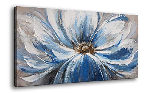 Product Cover Mofutinpo Flower Canvas Wall Art for Living Room Large White Blue Flower Picture Giclee Print Painting Wall Decor Framed Artwork Ready to Hang for Home Bedroom Wall Decoration Size 24x48
