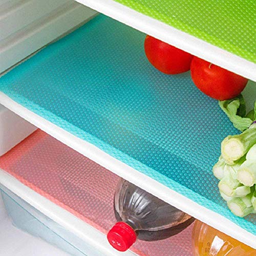 Product Cover AKINLY 9 Pack Refrigerator Mats,Washable Fridge Mats Liners Waterproof Fridge Pads Mat Shelves Drawer Table Mats Refrigerator Liners for Shelves,3Red/3Green/3Blue