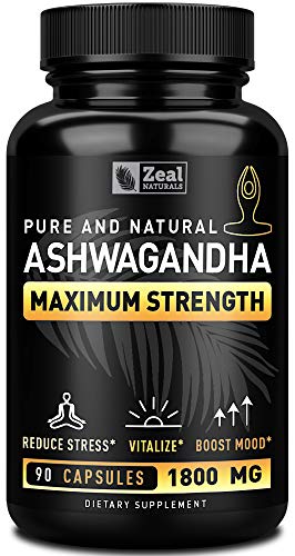 Product Cover Pure Organic Ashwagandha Capsules (90 Capsules | 1800mg) 100% Pure Ashwagandha Organic Capsules from Ashwagandha Powder for Adrenal Support, Anxiety Relief, Mood Boost and Stress Relief