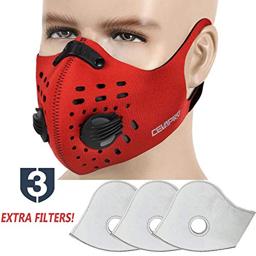 Product Cover MoHo Dust Mask, Upgrade Version Activated Carbon Dustproof Mask Windproof Foggy Haze Anti-Dust Mask Motorcycle Bicycle Cycling Ski Half Face Mask for Outdoor Activities (1 Set Red)