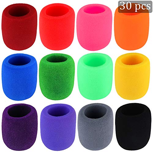 Product Cover 30 Pack Thick Handheld Stage Microphone Windscreen Foam Cover Karaoke DJ (12 Color)