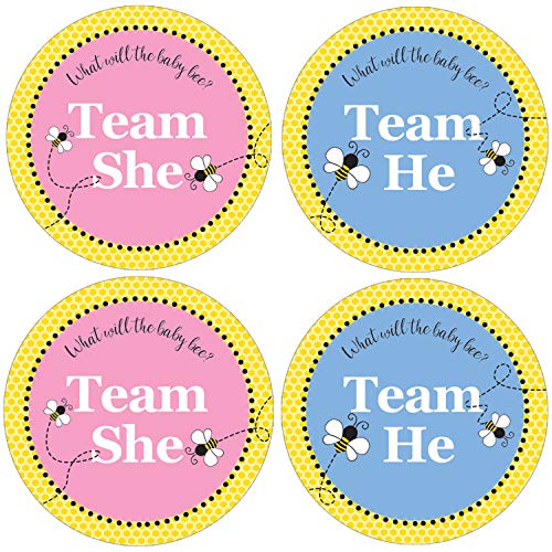 Product Cover What Will Baby Bee Gender Reveal Team Boy or Girl Stickers - 40 Labels