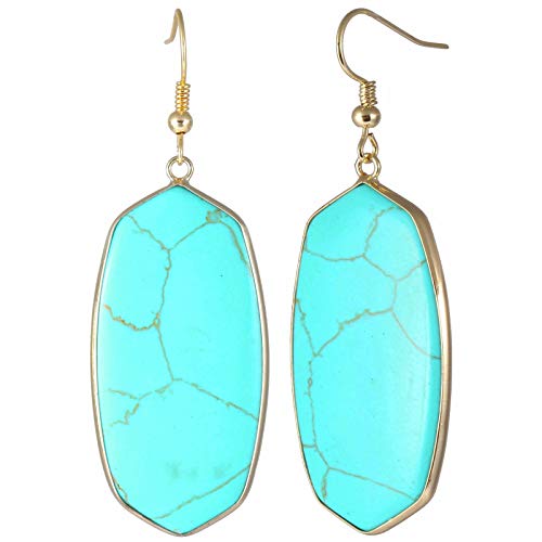 Product Cover TUMBEELLUWA Crystal Quartz Stone Dangle Hook Earrings Oval Gold Plated