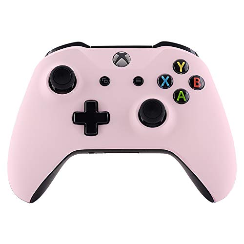 Product Cover eXtremeRate Sakura Pink Faceplate Cover, Soft Touch Front Housing Shell Case, Comfortable Soft Grip Replacement Kit for Xbox One S & Xbox One X Controller (Model 1708)