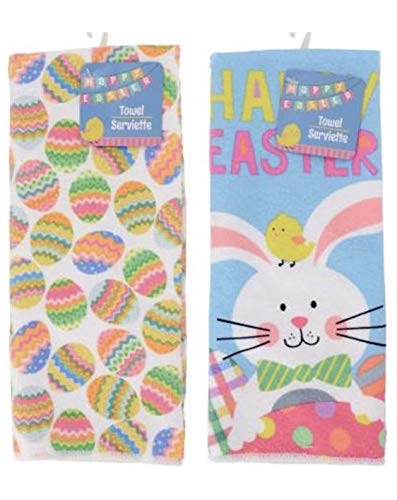 Product Cover Easter Dish Towels Set of 2 | Easter Towels | Spring Kitchen Towels | Easter Hand Towels for Bathroom | Easter Hand Towels | Easter Kitchen Towel Set | Bunny Decorative Towels Kitchen | Happy Easter