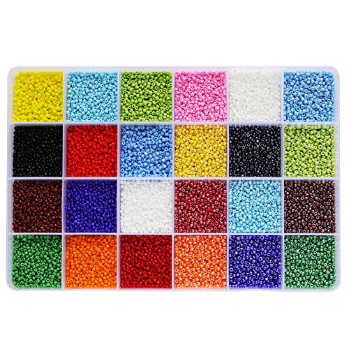 Product Cover BALABEAD 24000pcs in Box 24 Multicolor Assortment 12/0 Glass Seed Beads Opaque Colors Seed Beads for for Jewelry Making, Size 2mm Beads, Hole 0.6-0.8mm (1000pcs/Color, 24 Colors)